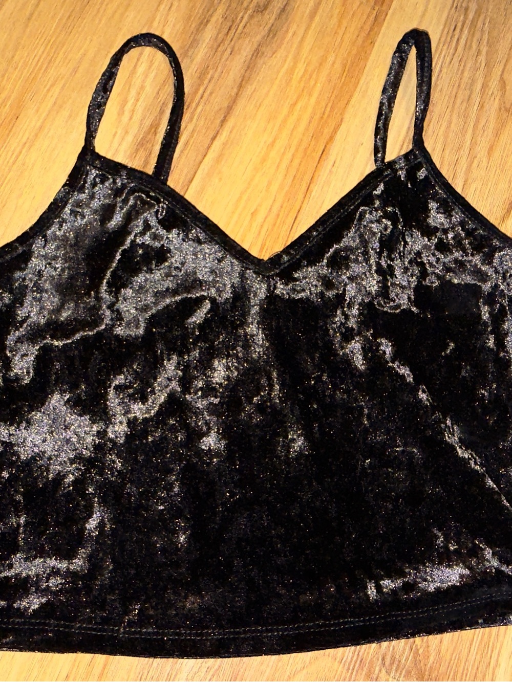 Black Velvet Spaghetti Strap Crop Top